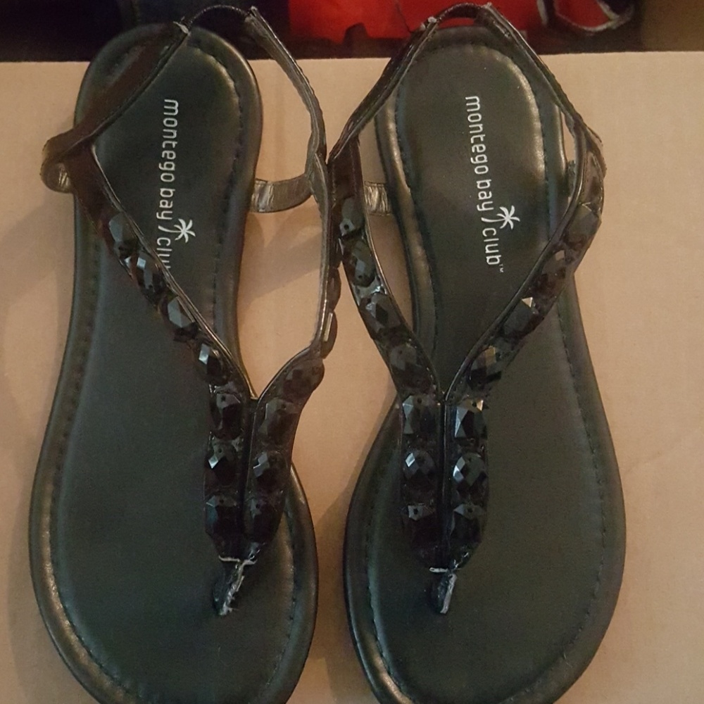 Montego Bay Club. Girls Black Sandals.